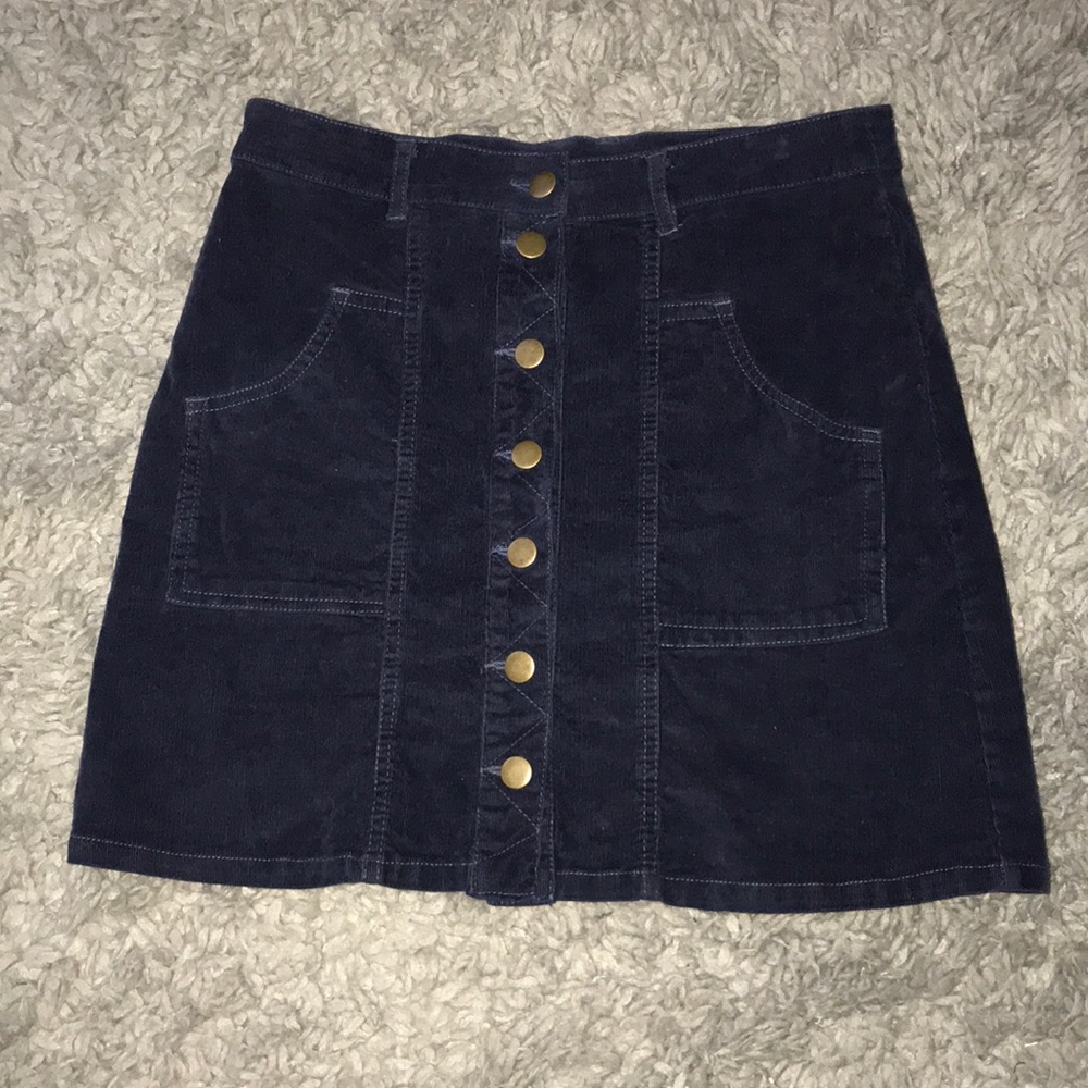 NWOT Altar’d State Navy Blue Corduroy Skirt Size M